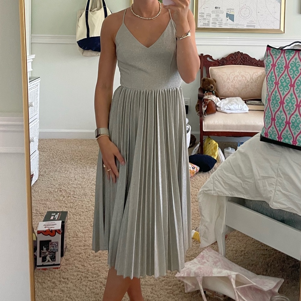 Anthropologie silver midi length dress, size 0